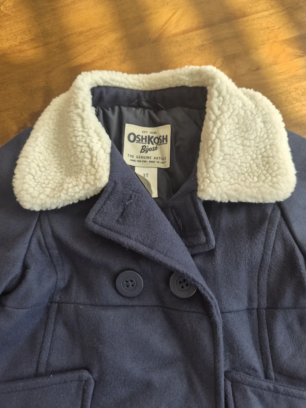 OshKosh B'gosh Navy Peacoat with Cream Sherpa Collar 3T